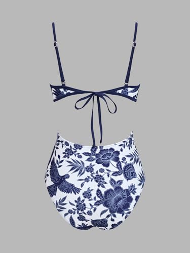 Image of CUPSHE Women's Scoop Neck One Piece Cutout Monokini Swimsuit | Back Self Tie,Soft Removable Cups,Adjustable Straps ,Flattering Bathing Suit For Vacation And Beach