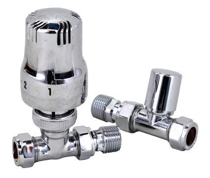 Haxby Robinet thermostatique pour radiateur et porte-serviettes Chromé 1/2" - 15 mm Cover