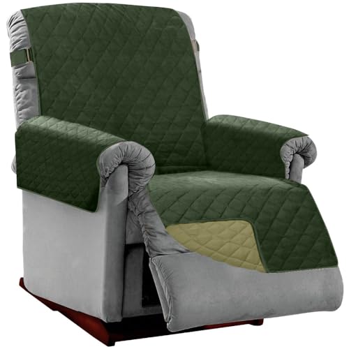 Sofa Shield® Large Recliner Slip Cover with Strap, Hunter Green Sage