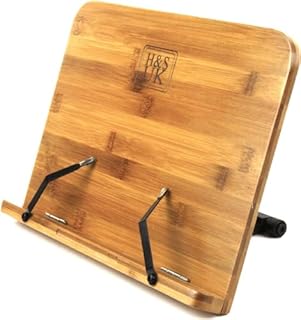 H&S Leggio da Tavolo per Libri in Legno Bambù - Porta Libri Scrivania - Reggi Libro - Book Holder - Supporto per la Lettura - Poggia Libro per Leggere - per Studio Spartiti Tablet