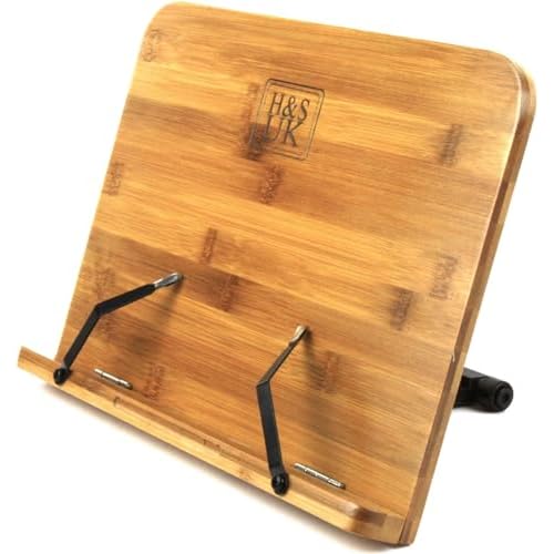 H&S Leggio da Tavolo per Libri in Legno Bambù - Porta Libri Scrivania - Reggi Libro - Book Holder - Supporto per la Lettura - Poggia Libro per Leggere - per Studio Spartiti Tablet
