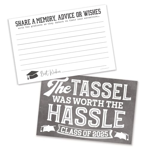m&h invites 2025 Graduation Wishes and Advice Cards - 50 Count - Share A Memory, Advice and Wishes for Grad of Class of 2025 Party Decorations