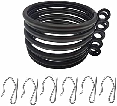 20PCS 45MM Black Metal Curtain Ring with Eyelet and 20pcs Metal Drapery Pin Hooks for Pencil Pleat Curtain