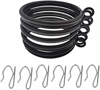 20PCS 45MM Black Metal Curtain Ring with Eyelet and 20pcs Metal Drapery Pin Hooks for Pencil Pleat Curtain
