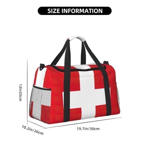 Sac de sport avec imprimé drapeau suisse bagage cabine noir One Size