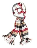 Veronz Soft Classic Cashmere Feel Winter Scarf, White/Red Plaid