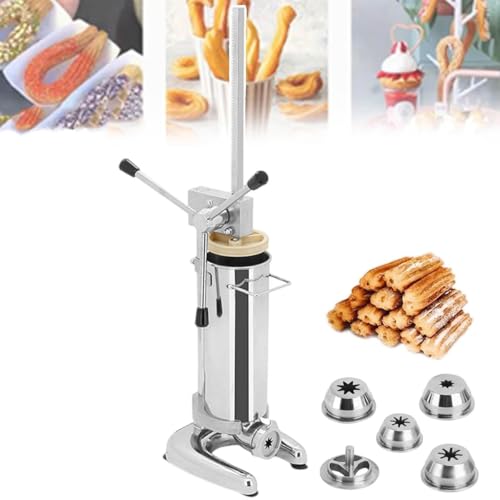Máquina manual de acero inoxidable para hacer churros para restaurantes, hoteles, cafeterías y panaderías, máquina vertical de churrera española con capacidad de 2 litros