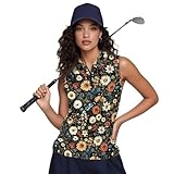 AFPANQZ Cross-Training Sleeveless Top - Daisy Print Golf Polo Tank for Women, Lightweight Quick-Dry for Pickleball Tennis Fitness