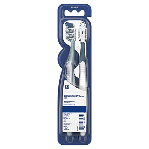 Oral-B Pro Health CrossAction Plaque Removal toothbrushes, 2 Count Toothbrush Medium, Deep Reach in Tight Spaces, Tongue Scraper Tooth Brush, Plaque Fighter, Gentle on Teeth, Gum stimulators Alternate view