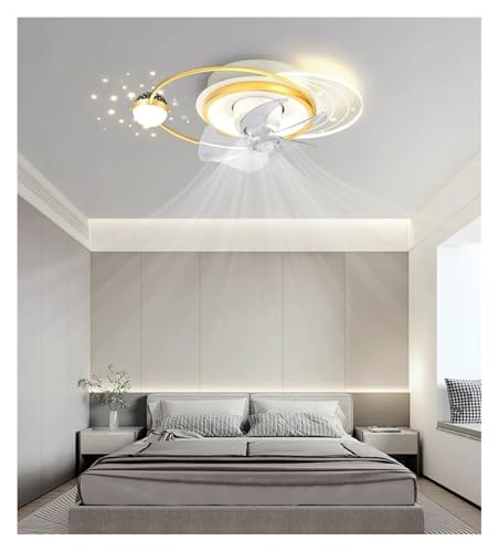Ventilateur de plafond lumière salon MSZGJY plafonnier moderne or 50cm lustre