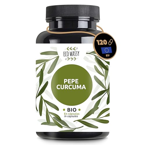 Curcuma e Pepe Nero | 120 capsule. Antinfiammatorio e antiossidante naturale. Alta concentrazione, ingredienti BIO (curcumina+piperina), naturali, senza additivi, dose massima. 1425 mg