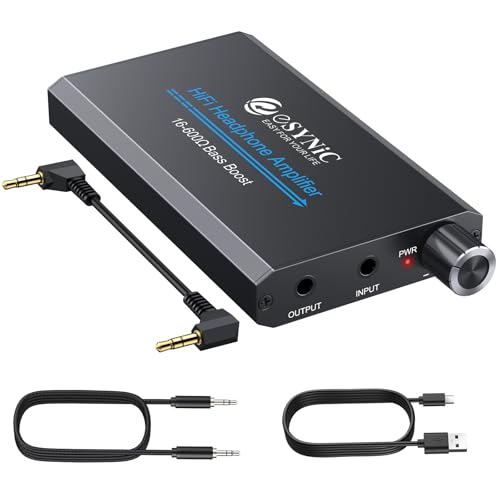 eSynic 16-600Ω Amplificatore per Cuffie Professionale con Interruttore Bass e