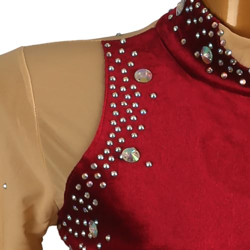 UNIQORALE Vestido de patinação artística feminino de alta elasticidade para competição de patinação