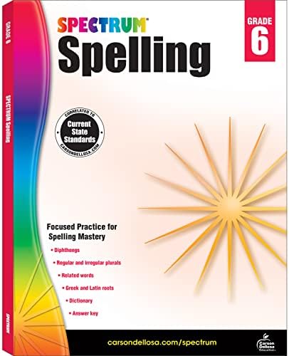 Spectrum 6th Grade Spelling Workbook, Grammar and Handwriting Practice with Root Words, Diphthongs, Prefixes, Suffixes, 6th Grade Workbook with English Dictionary, Classroom or Homeschool Curriculum