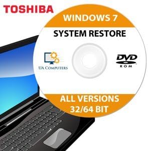 Toshiba Recovery Disc for Windows 7 32/64 Bit PC Computer Laptop