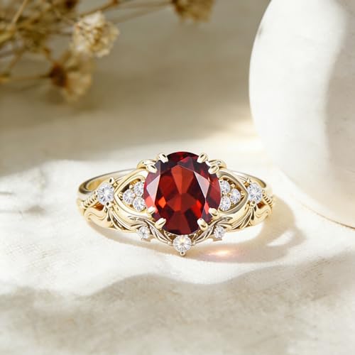 Image of Gemstone Vintage Rings for Women s925 Sterling Silver Round Cut 1.0 Carat Gemstone with Moissanite Promise Engagement Anniversary Ring for Her