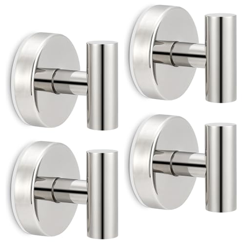 MNGD Towel Hooks Shower Suction Hook Towel Hanger for Bathroom Hanging Coat, Robe, Removable Wall Mounted Hook for Bedroom Kitchen Hotel Pool Chrome(4-Pack)