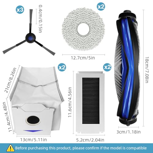 Image of HASTHIP 10Pcs Replacement Parts for Ecovacs N30 Pro Omni, Spare Accessories with 1 Main Brush, 3 Side Brushes, 2 Mop Cloth, 2 Filters, 2 Cleaning Mop, 2 Dust Bags Cleaning Tools