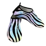 Mexpekil Zapatos acuáticos coloridos con estampado de cebra de animales de neón para mujeres y hombres, de secado rápido, antideslizantes, zapatos acuáticos, Colorido estampado de cebra animal neón