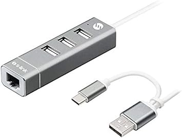 S-link Swapp SW-U222 Type-C & USB 2.0 10/100Mbps 3 Port Usb Ethernet Adapt r
