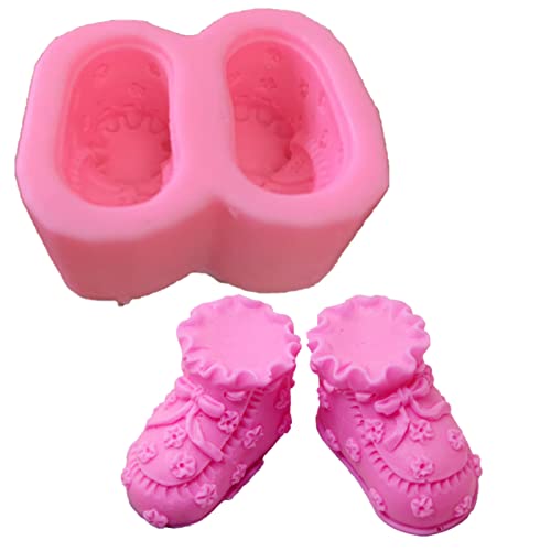 3D Baby Shoes Silicone Fondant Mold, Baby Shower Silicone Mould For Soap, Candle,Chocolate, Candy, Cake Decorating, Baking, Polymer Clay #TOP2