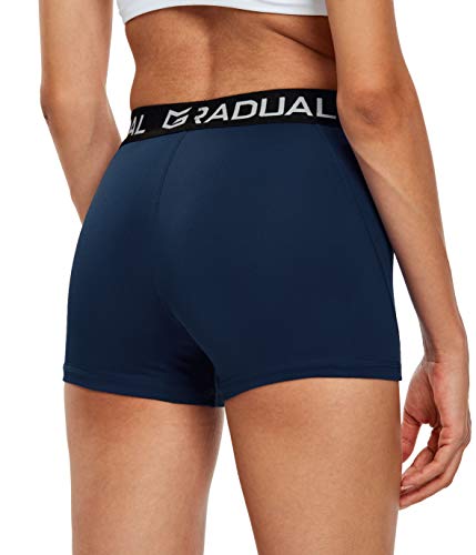 Women's Spandex Compression Volleyball Shorts 3" /7" Workout Pro Shorts For Women (Navy Blue, Large) #TOP1