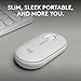 Logitech Pebble Mouse 2 M350s Slim Bluetooth Wireless Mouse, Portable, Lightweight, Customizable Button, Quiet Clicks, Easy-Switch for Windows, macOS, iPadOS, Android, Chrome OS - Tonal White