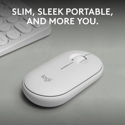 Logitech Pebble Mouse 2 M350s Slim Bluetooth Wireless Mouse, Portable, Lightweight, Customizable Button, Quiet Clicks, Easy-Switch for Windows, macOS, iPadOS, Android, Chrome OS - Tonal White by Logitech - Image 2