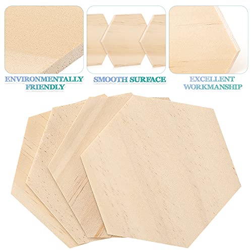 Healifty 25Pcs Unfinished Wood Cutout Shapes Hexagon Shape Wooden Slices Blank Name Tags With Hole Gift Tags For Party Wedding Home Decoration (9 Cm) #TOP7