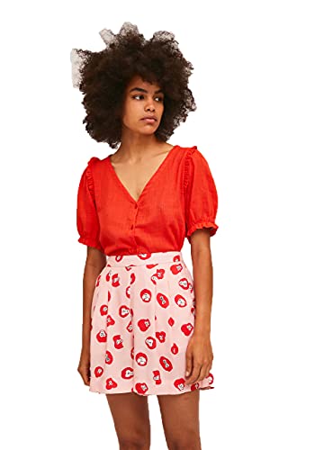 Pantalones cortos plisados de mujer con estampado de mono casual ligero