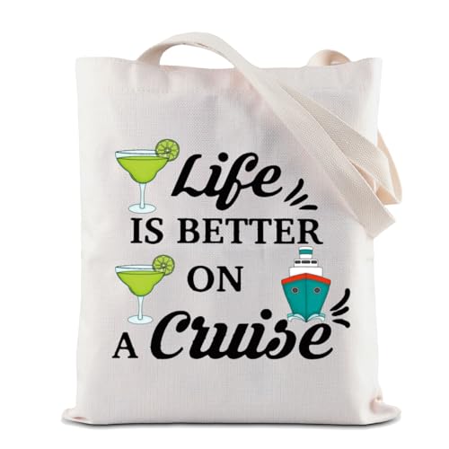 ZJXHPO Cruise Vacation Cosmetic Bag Life Is Better On A Cruise Makeup Bag With Zipper Summer Vacation Travel Case Beach Life Gift (Cruise Tote bag)