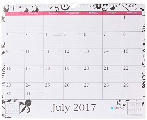 Blue Sky 2017-2018 Academic Year Wall Calendar, Twin-Wire Bound, 15