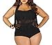Creabygirls Womens Plus Size Print High Waist Two Piece Tassel Swimsuits (X-Large, Black)