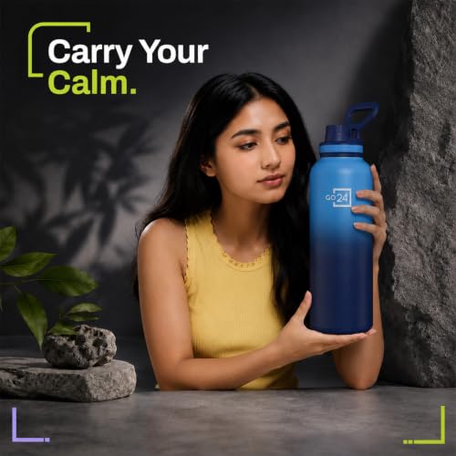 Image of Hydromax 2 Litre Single Wall Stainless Steel Water Bottle - Blue | ISI Certified 304 Stainless Steel, BPA Free, Chugger Sipper Cap, Leakproof Lid, Loop Handle, Fridge Frendly