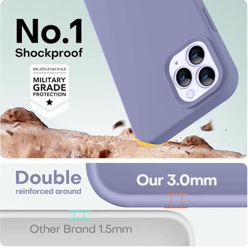 Image of LOVE 3000 Compatible with iPhone 12 Pro Max Case | Thickening Liquid Silicone | Anti-Scratch Microfiber Lining | Full-Body Duty Heavy Protection Case for iPhone 12 Pro Max Women Girls, Lavender Gray