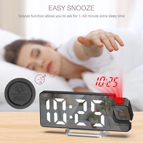 LOFICOPER Digital Projection Alarm Clock for Bedroom, 180° Rotatable Projector, 7.9'' Large LED Display with Temperature, Snooze, Adjustable Brightness, USB Cable, Nightstand Clock for Home Office - Image 5