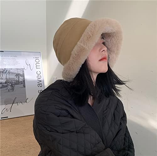Winter Warm Bucket Hat Faux Fur Cotton Fleece Fisherman Cap Fluffy Plush Thick Wind Protection Hats for Women Girls - Image 5