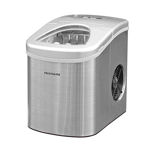 FRIGIDAIRE Counter Top Ice Maker, Produces 26 pounds Ice per Day, Stainless Steel with White See