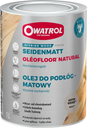 OWATROL - OLEOFLOOR NATURAL - Huile de protection Mate Bois intérieur - Blanc Antique - 1L Cover