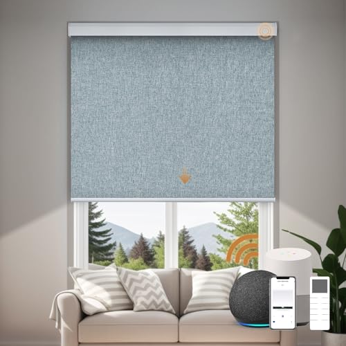Persianas opacas motorizadas inteligentes con control remoto, persianas inalámbricas para oscurecer la habitación para ventanas de tamaño personalizado, impermeables