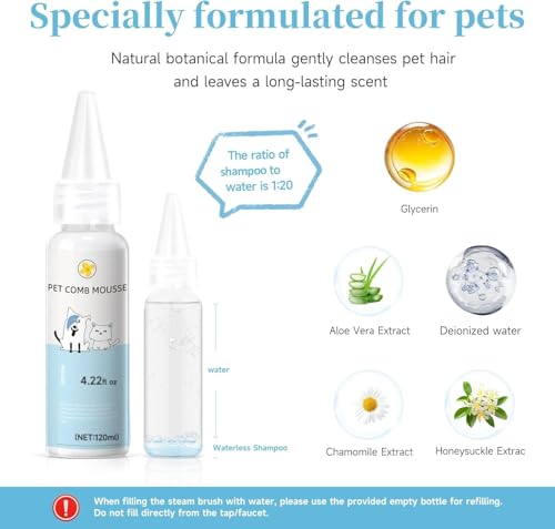FASHIONARI Pet Steam Brush for Dog & Cat 3-in-1 Spray Hair Removal Comb Steam Brush for Shedding & Grooming