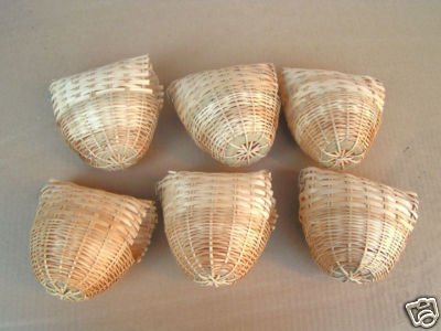 Finch Bird Bamboo Covered Bird Nest Lot of 6 - Medium