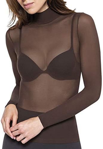 Lupo Women's Second Skin Long Sleeve Turtle Neck Sheer Top