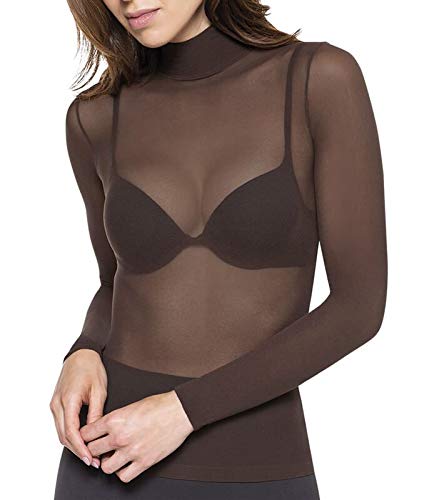 Lupo Women's Second Skin Long Sleeve Turtle Neck Sheer Top