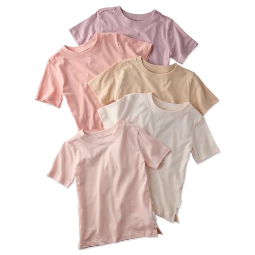 Image of Butterblu Taylor 5-Pack Short Sleeve T-Shirts​ 100% Organic Cotton | GOTS Certified Organic Cotton for Baby, Toddler Girls, Boys, Unisex, Made to Match Layering Solid Colors