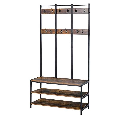 HOMCOM Multifunctional Coat Rack and Shoe Bench Cover