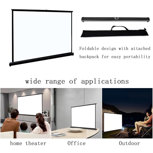 Pantalla manual para proyector 50in HD 16:9 plegable portátil miniatura 5