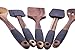 TOOKSA- Premium 5 Piece Acacia Multi-Toned Light and Dark Wooden Spoon, Turner and Spatula Utensil Set with Silicone, Rubber, Non-Slip Handles (Black)