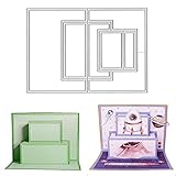 Estivaux 3D Theater Card Shape Die Cuts for Card Making, Rectangular Shaped Gift Pop-Up Card Cutting Dies Sets 3-D Box Dies Stencils Embossing Template for Scrapbooking DIY Cards Album Crafts Supplies