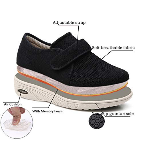 Mei MACLEOD Women's Diabetic Shoes Extra Wide Edema Shoes Adjustable Strap Lightweight Walking Sneakers for Elderly Swollen Feet, Heel Pain Relief, Plantar Fasciitis4